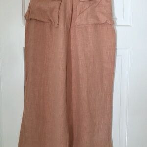 Stylish Linen pale pink Wide-Leg Pants